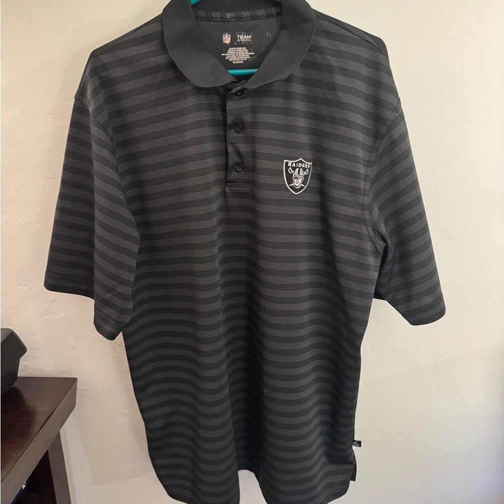 NFL Black and Gray Striped Polo Shirt